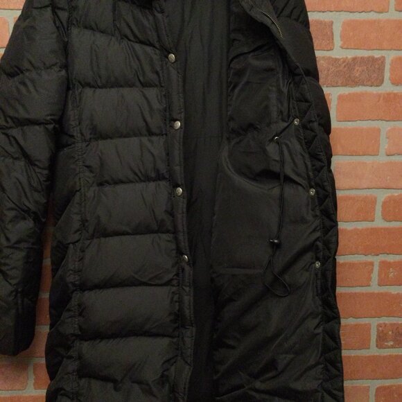J Crew Womens Down Puffer Coat Size L Black Midi Length Zip Up Winter Jacket - Picture 5 of 8